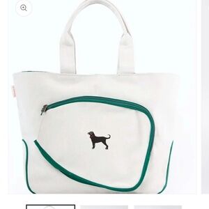 NWT The Black Dog White Tote with Green Accents